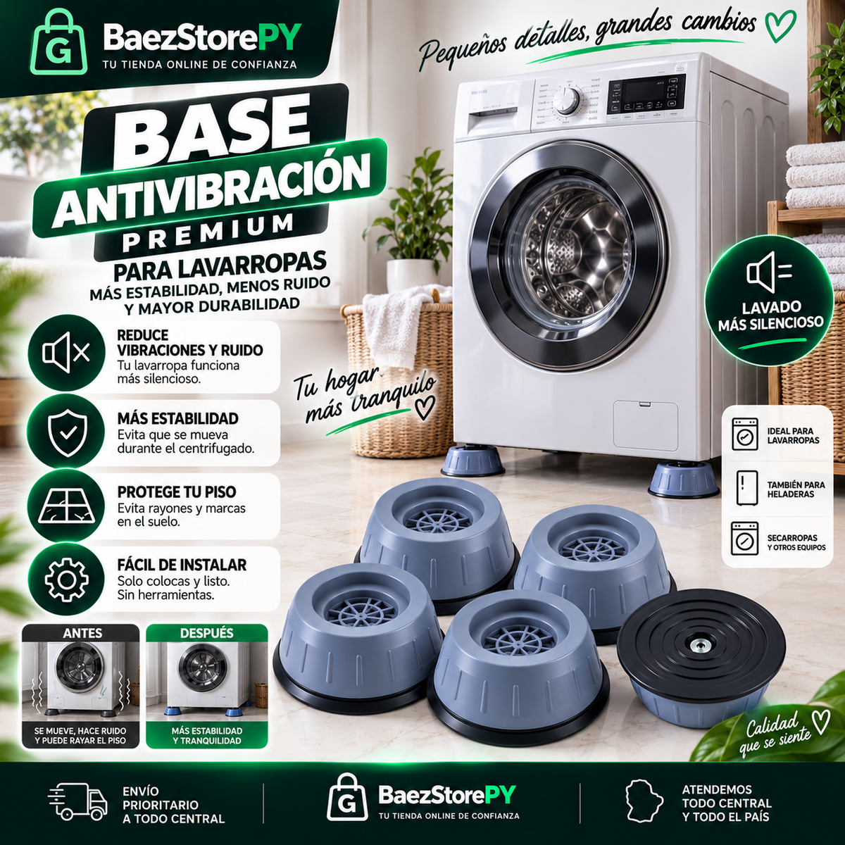 Soporte Antivibración para Lavarropas