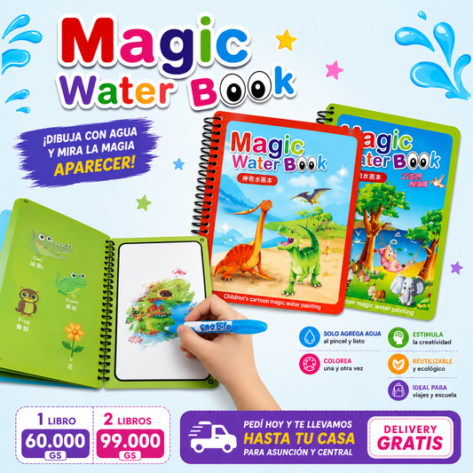 Set de 2 Libros Coloreables con Agua para Niños | MagicBook