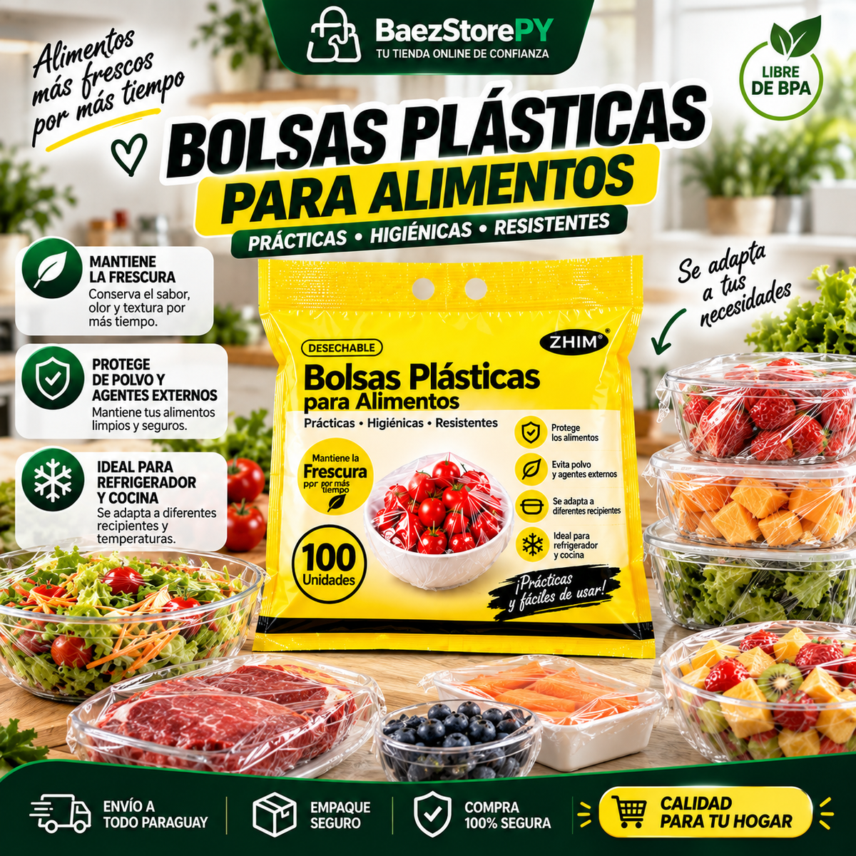 Bolsas FreshPack para Alimentos – 100 Unidades